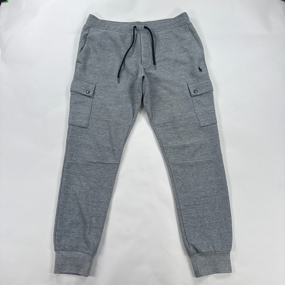 Polo Ralph Lauren Double Knit Cargo Joggers Mens Medium Heather Gray Sweatpants